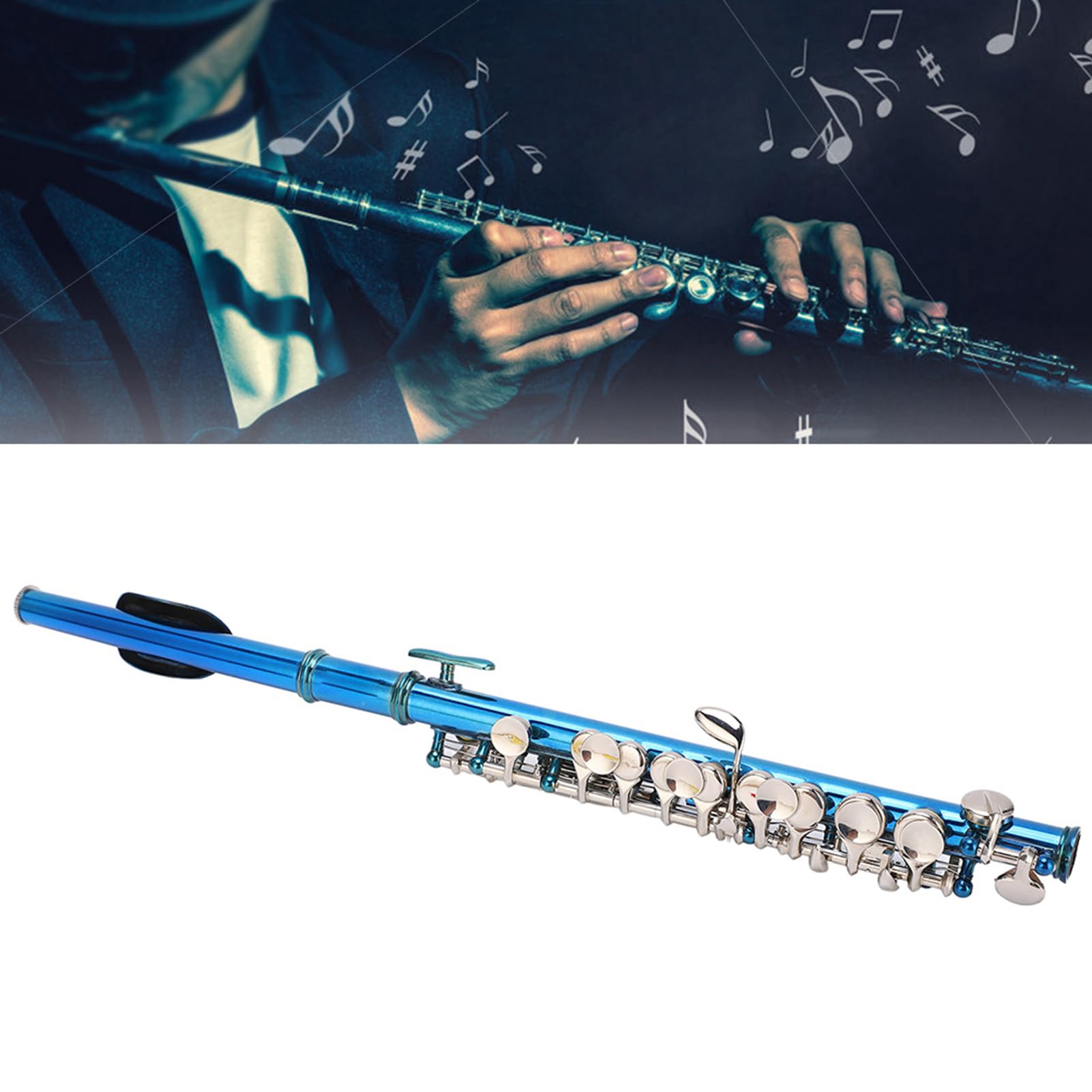Focket Flauto Piccolo, Cupro Blue E Key Francese 6 Fori Flauto per Principianti Piccolo Professionale con Cacciavite Strumenti di Pulizia in Pelle PU per Principianti