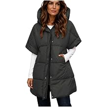 Women Long Hooded Puffer Vest Short Sleeve Quilted Coat