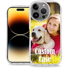Personalize Curve Arc Case Designed for iPhone 14 Pro Max Plus Phone - Shockproof Soft Protective Shell Cover, Custom Photo Text Logo Picture Image Collage,Semi Transparent White