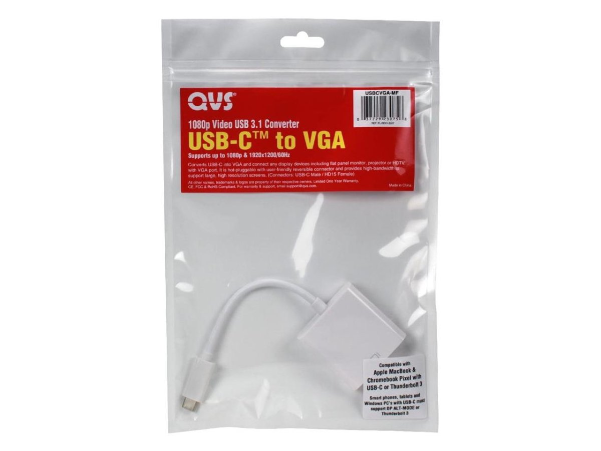 QVS USBCVGA-MF USB-C/Thunderbolt 3 to VGA