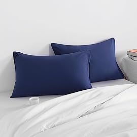 NTBAY Toddler Pillow Cases Set of 2, 2 Pack Brushed Microfiber 14x20 Pillow Cases, Soft, Wrinkle, Fade, Stain Resistant Navy Blue Pillow Cases with Envelope Closure, 14x20 Inches, Navy Blue