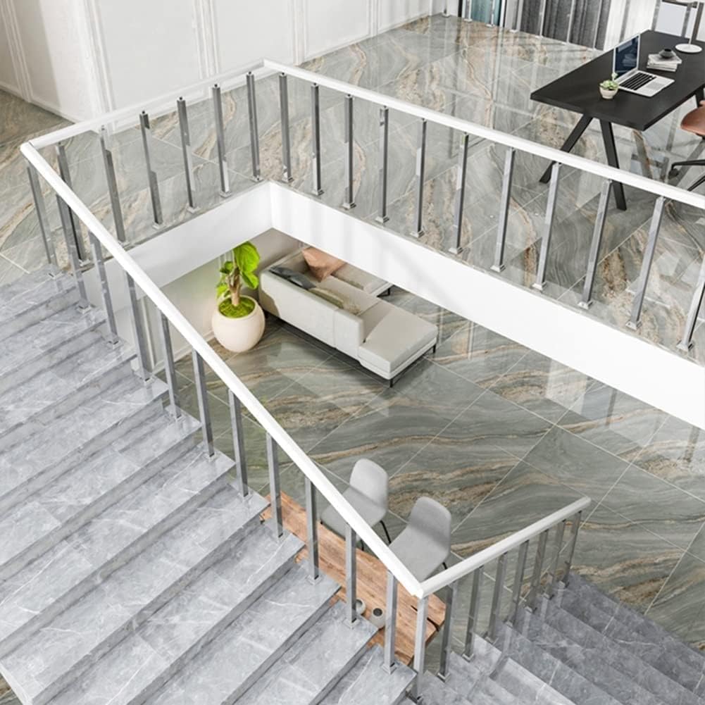 Stainless Steel Handrails for Staircase Interior Balustrade Posts with Silver Balusters Spindles Column for Deck Steps Garden Floor Mount for Indoor and Outdoor Stairs Remodeling.