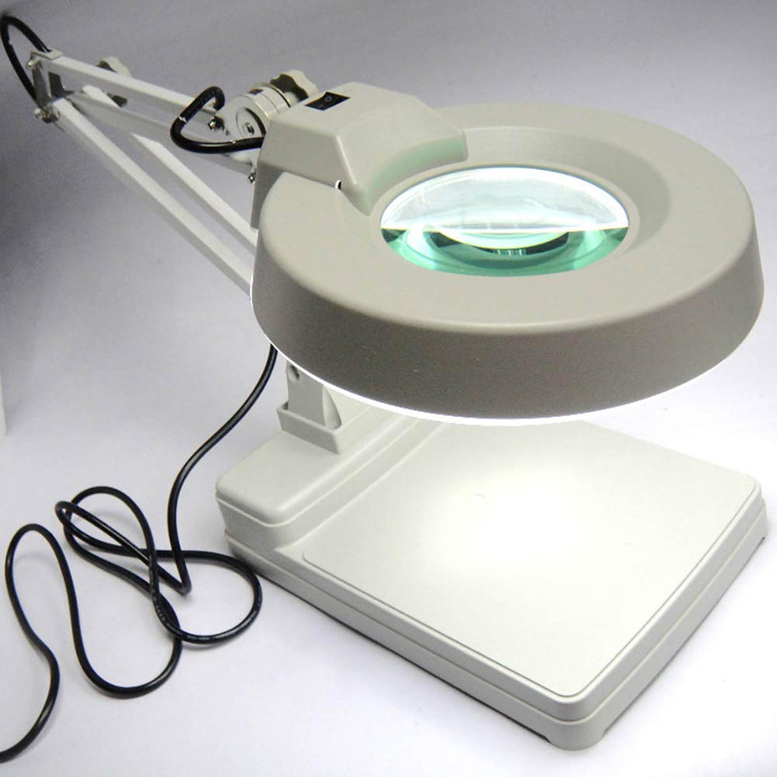 Powiększająca lampa biurkowa LED, lampa powiększająca LED, z podstawą, regulowana lampa ramienia obrotowa, duża lupa bez użycia rąk, do czytania, hobby artysty, rzemiosło