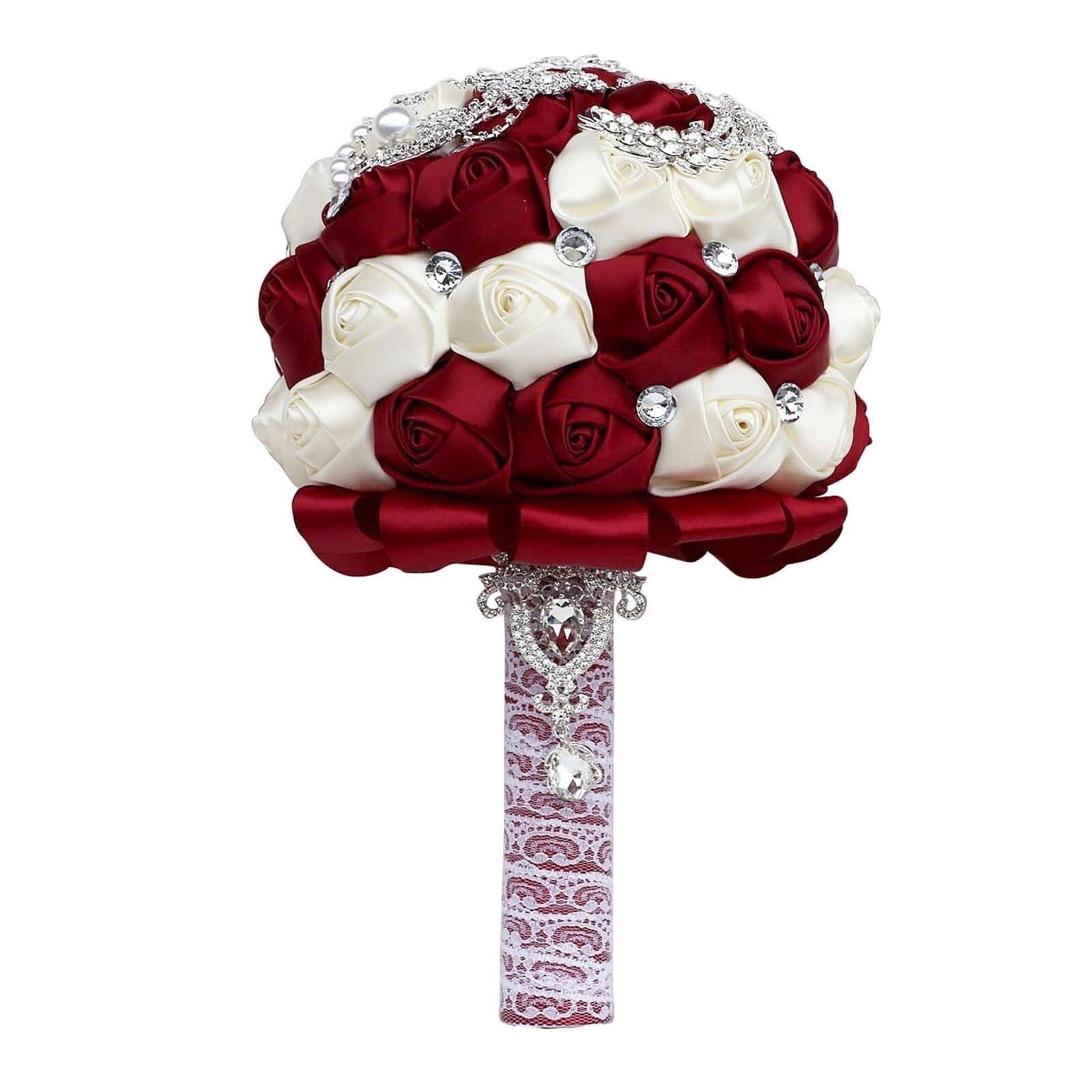 Borgogna Farfalla Strass Latte Bouquet Artificiale Bouquet Bar Mitzvah Bouquet Palla Bouquet Matrimonio Bouquet Damigella d'Onore Bouquet Sposa Fiori Matrimonio 20 cm (7,87 Pollici)