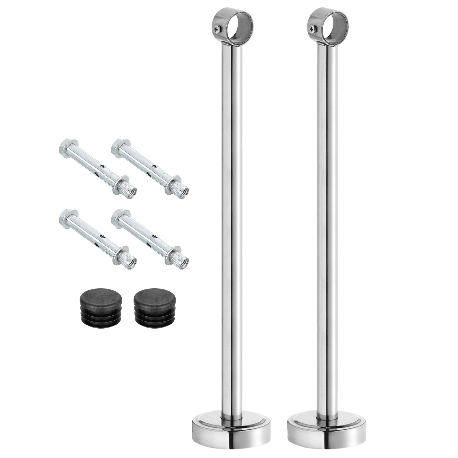 sourcing map 2Set Ceiling Mount Bracket Fit 1.02inch Pipe, Stainless Steel Curtain Rod Holder Closet Rod Holders for Wardrobe Bathroom Curtain Pipe, 15.75inch Length