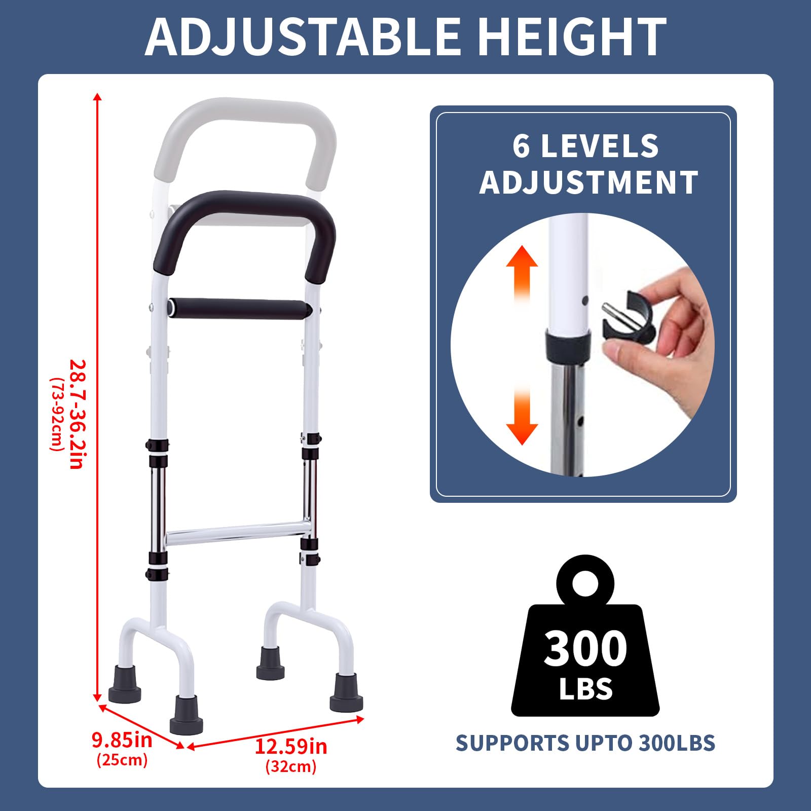 Ayuda para levantarse para personas mayores - Andador para ancianos, diseño mejorado, ajuste de altura en 6 niveles, estructura robusta con pies antideslizantes, ideal para mayor seguridad y comodidad