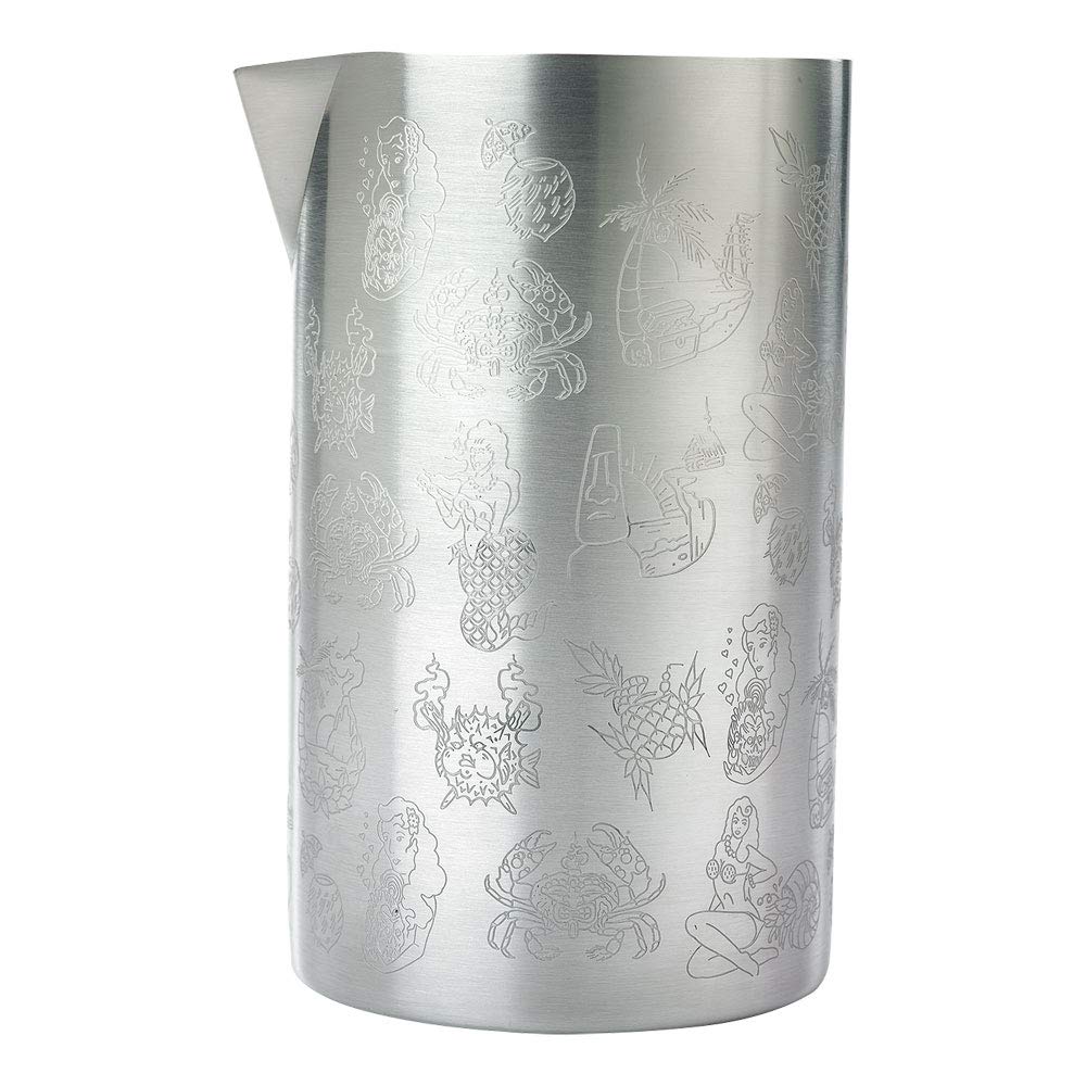 Barfly Boîte mélangeuse à double paroi en acier inoxydable, 600 ml, motif Tiki