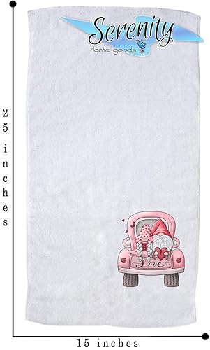 Miniatura 2 de Decorative Kitchen and Bath Hand Towel  Valentines Day Gnome Rustic Pink Red Truck  Winter Valentine's Day Themed  White Towel Home Decor Bathe Tea
