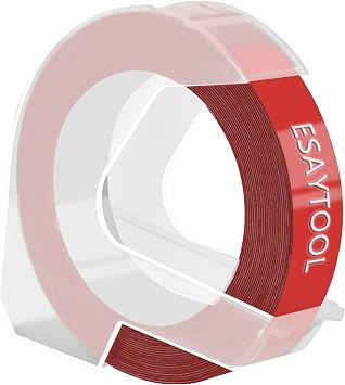 20 X Compatible with Dymo 3D Embossing Label Tape 521202 A521202 A0898152 White on Red 12mm 1/2 inch x 9.8 Feet Replacement for Organizer Xpress Pro, MoTEX E101 E404, Office Mate II