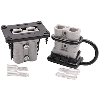 50 Amp Battery Quick Connect Connector 6-12 Gauge Battery Quick Disconnect Cable Connector Plug Kit with Mounting Bracket for Boat Winch Car Trolling Motor - 2Pack
