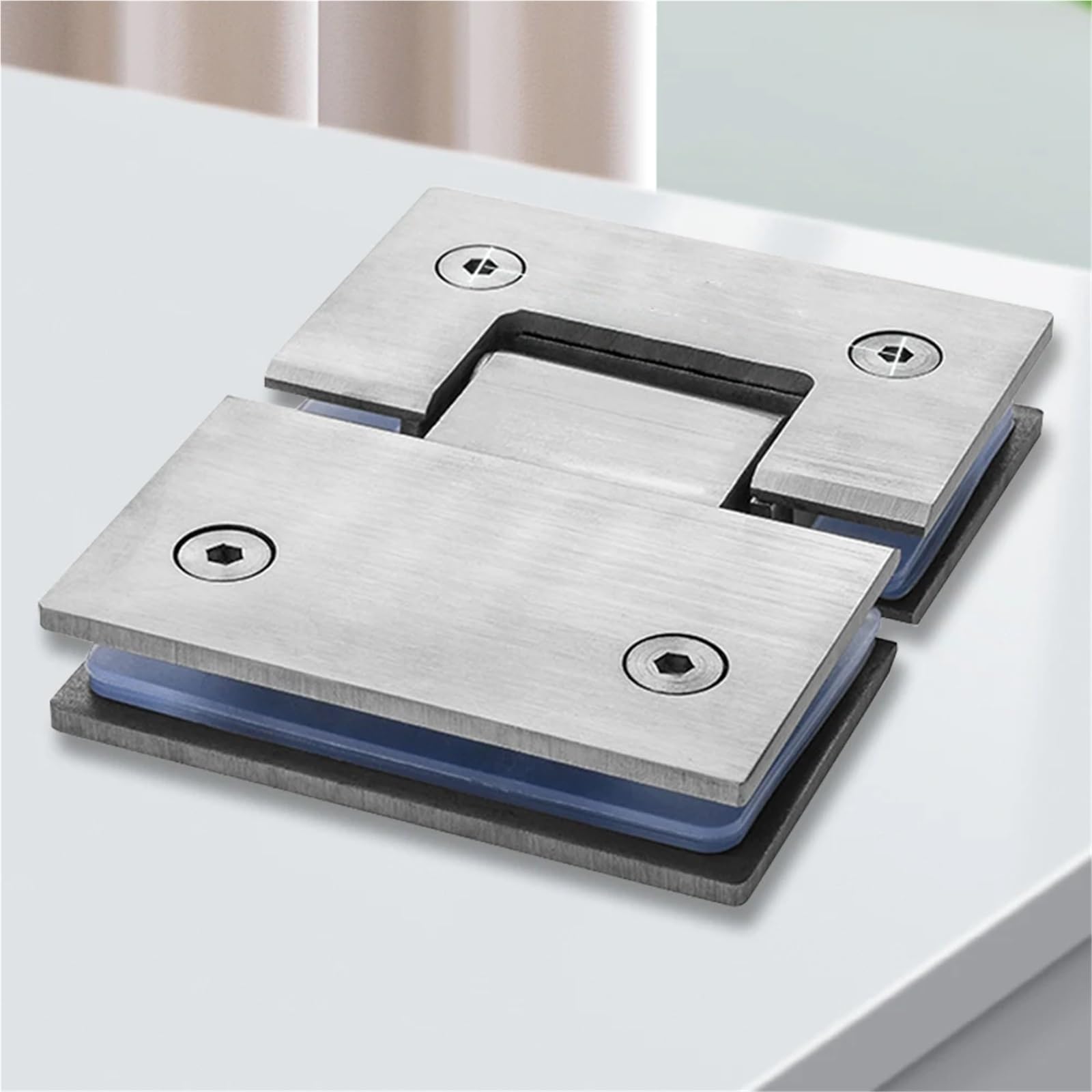 2 uds 180 grados Clip de escaparate acero inoxidable soporte vidrio resistente abrazadera puerta ducha bisagra muebles piezas repuesto(Silver)