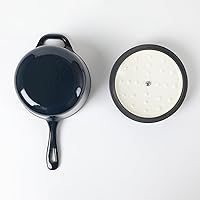 Vista 4 de HAWOK Mini cacerola de hierro fundido esmaltado de 1 cuarto de galón, 5.5 pulgadas con tapa, azul marino