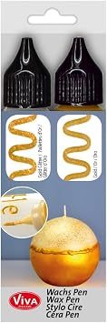 Viva Decor Candle Pen 2 x 0,95 Fl oz -Gold & Glitter Set - Wax Paint for Candles | Candle Wax Pen for Custom Designs | Safe Candle Paint | for Decorating Candles | for Special Occasions | DIY Projects