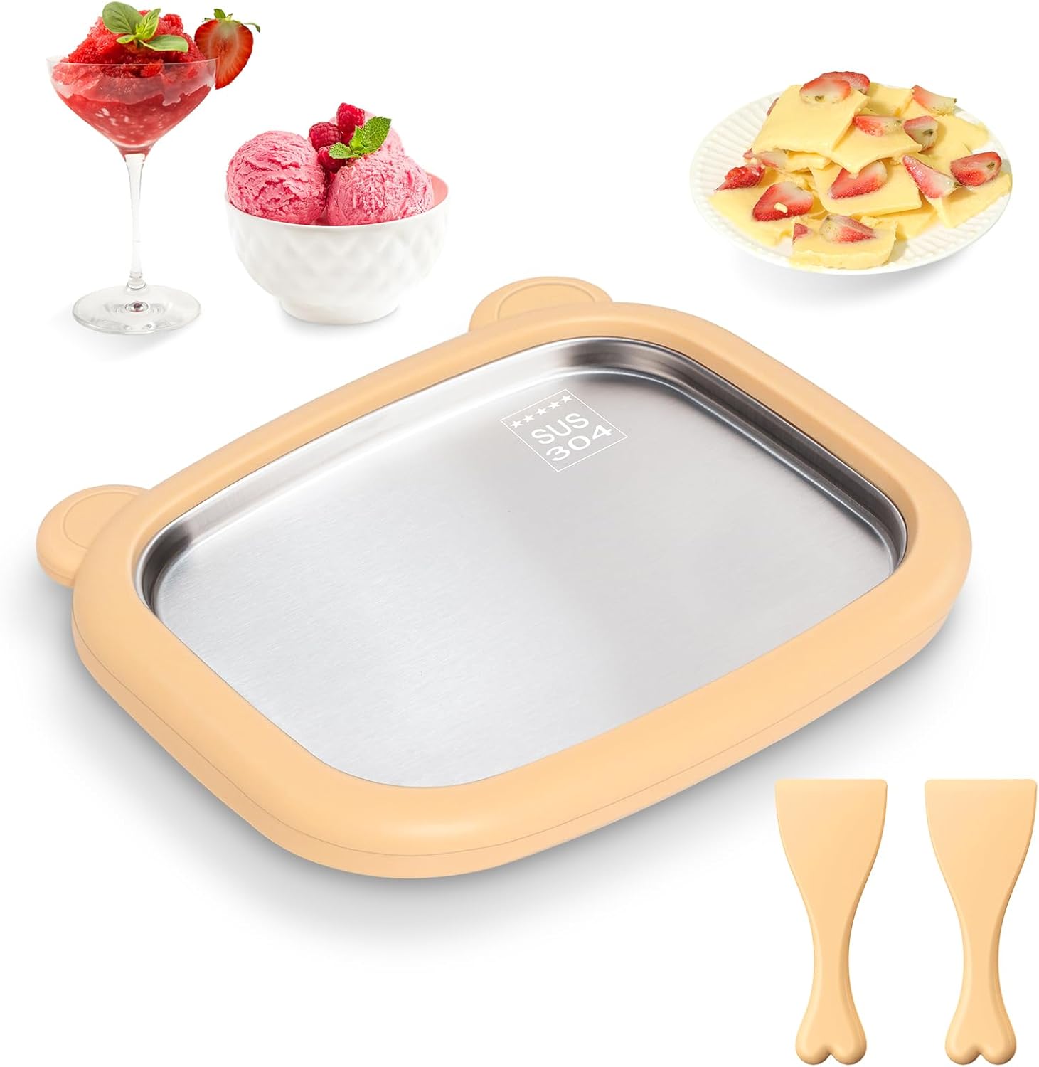 Mini Rolled Ice Cream Maker for Homemade DIY Frozen Treats - Instant Ice Cream Maker with Stainless Cold Plate & 2 Spatulas: Create Gelato, Sorbet, and Frozen Yogurt with Ease Small