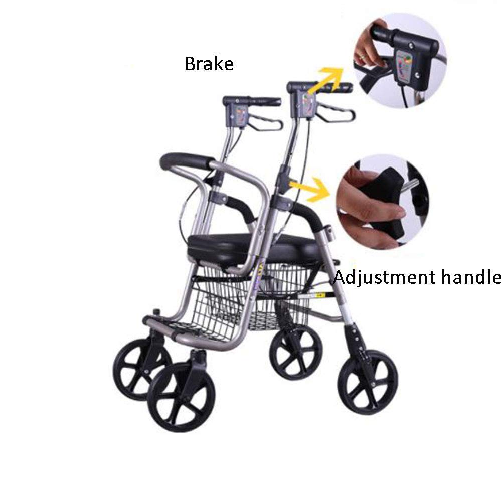 Rollator s Rollator Wheels Lightweight Foldable Upholstered Seat and Backrest Made of Aluminum Mobility Lightweight Collapsible Aluminum Frame