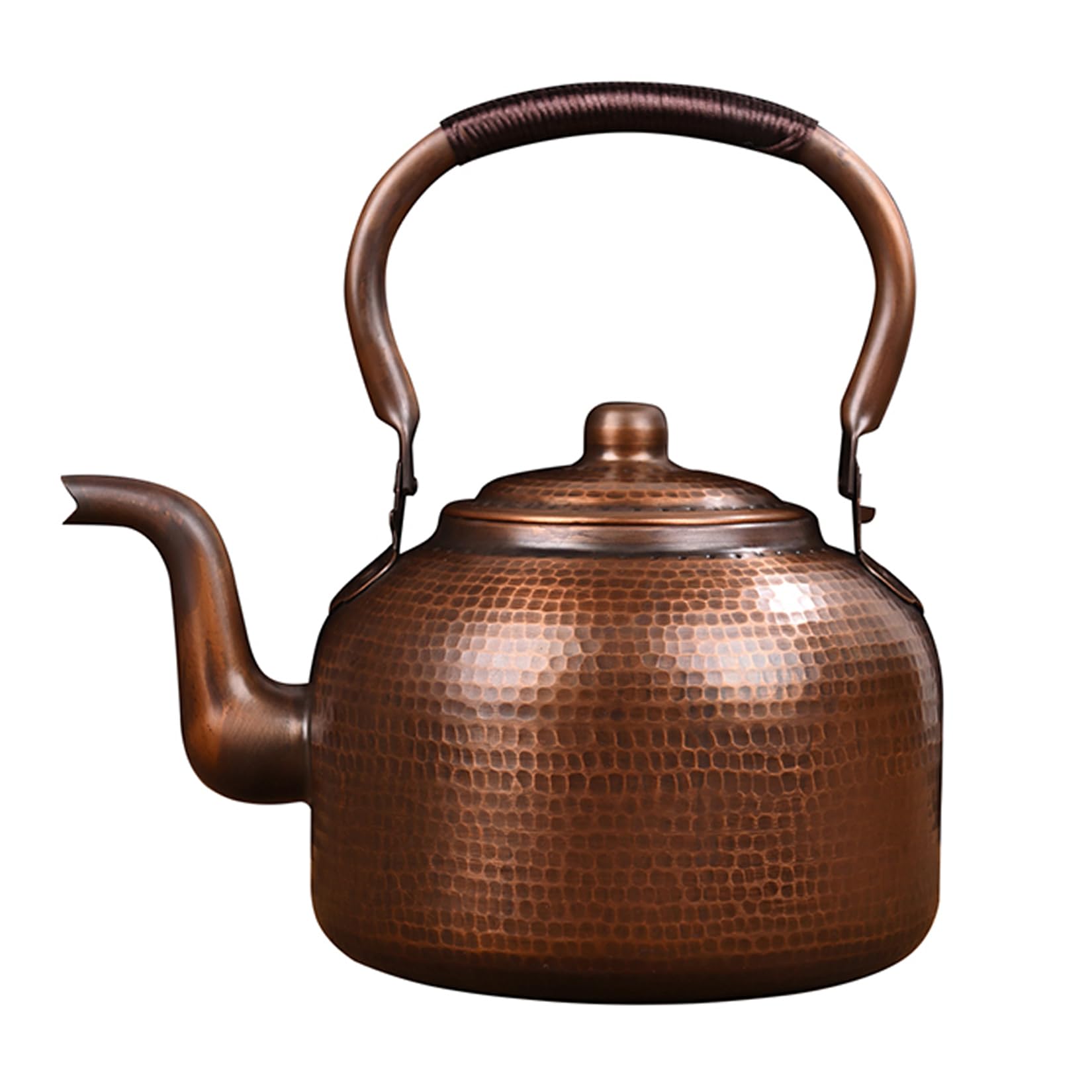Wasserkessel Pfeifkessel,Handgeschmiedet Aus Verdicktem Reinem Kupfer,Automatische Sirene,Wenn das Wasser Kocht,Geflochtener Seilgriff zum Schutz Vor Verbrühungen,3L/5L (B/3L/No Hooting)