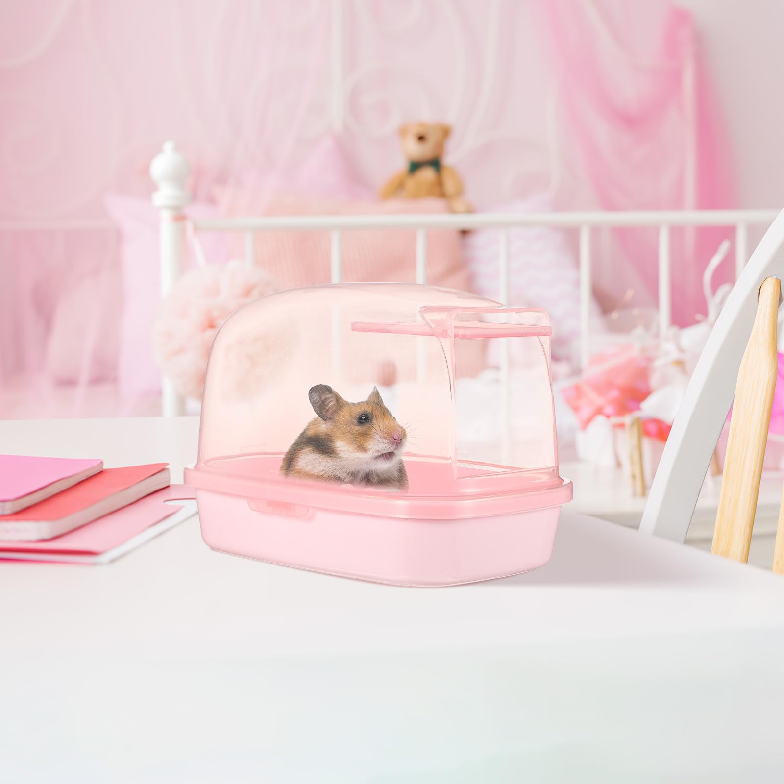 Toddmomy Transparente Chinchilla Sandbadewanne aus Kunststoff in Rosa