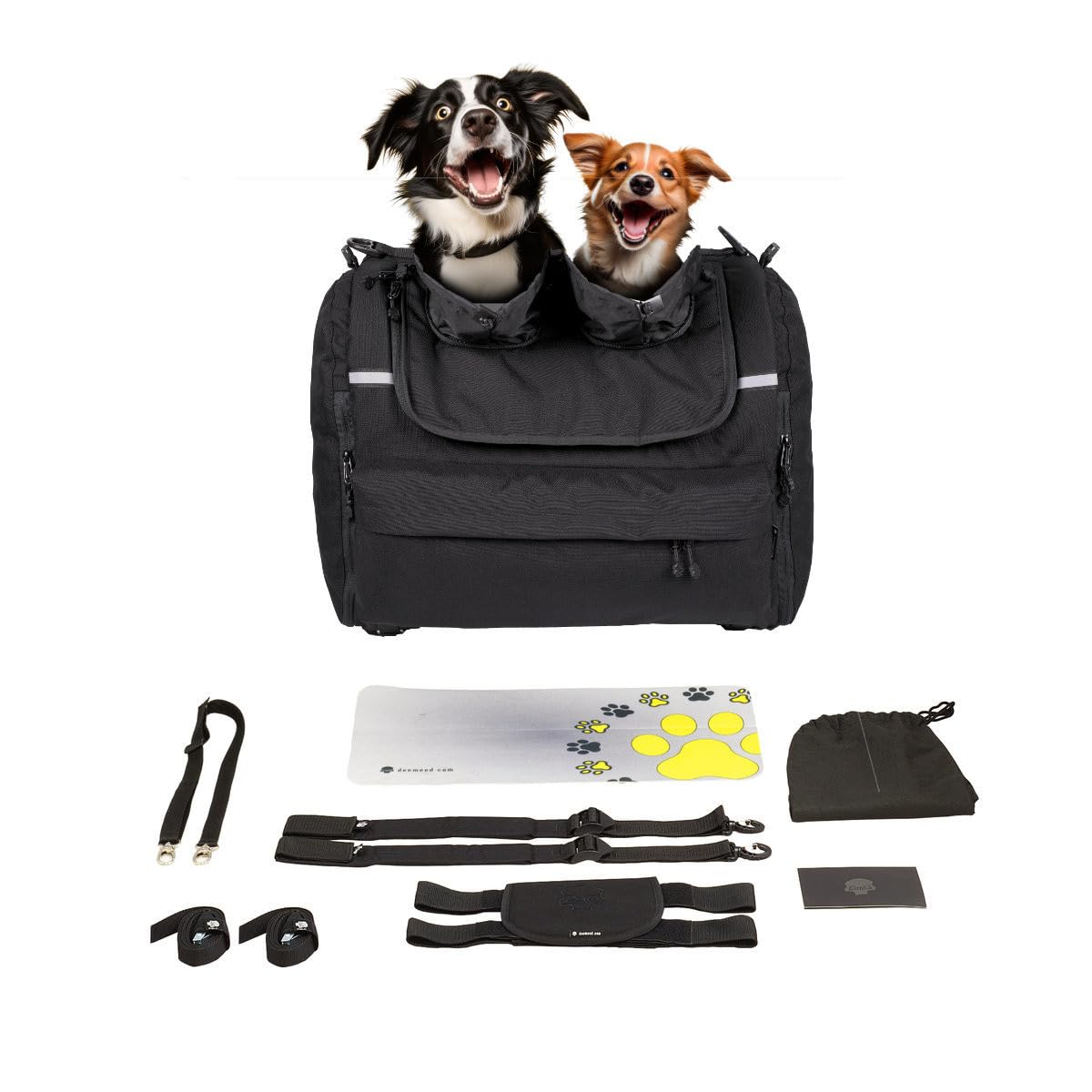 Pet Bag - Bolsa para moto para perros (2-36 kg), impermeable, portátil, con triple ventilación, para equipaje o asiento, de Cordura (doble)