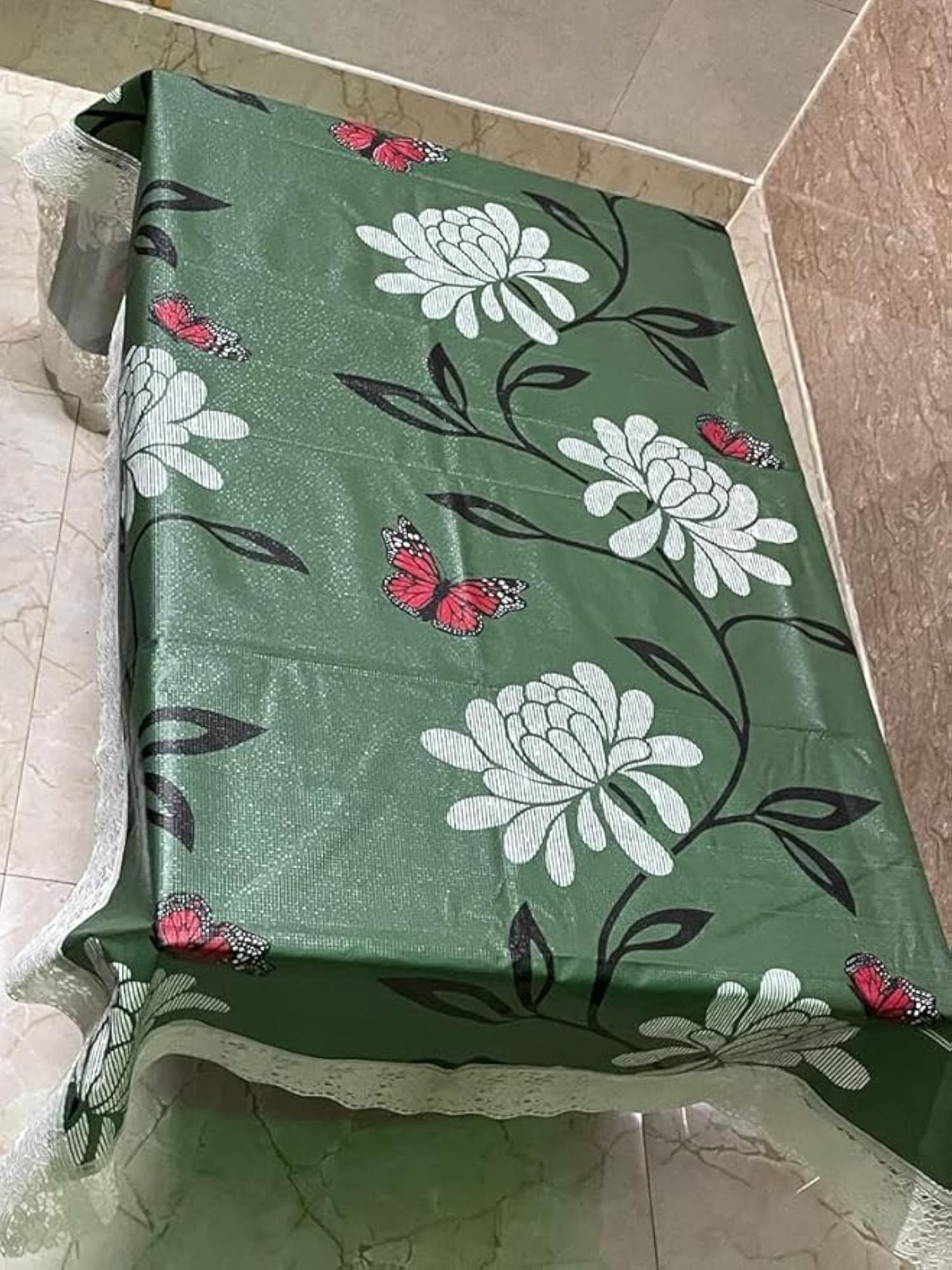 Waterproof PVC Plastic Rectangular Center Table Cover, Multicolour