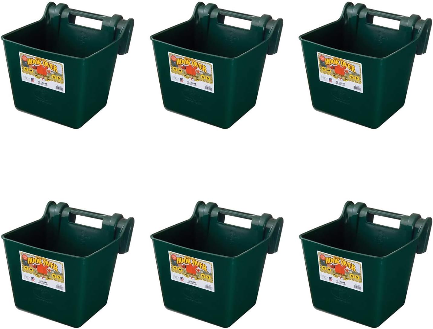 Little Giant HF15GREEN Heavy Duty 15 Quart Mountable Plastic Hook Over Feeder, Green (6 Pack)