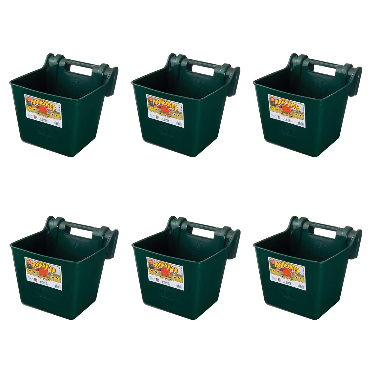 Little Giant HF15GREEN Heavy Duty 15 Quart Mountable Plastic Hook Over Feeder, Green (6 Pack)