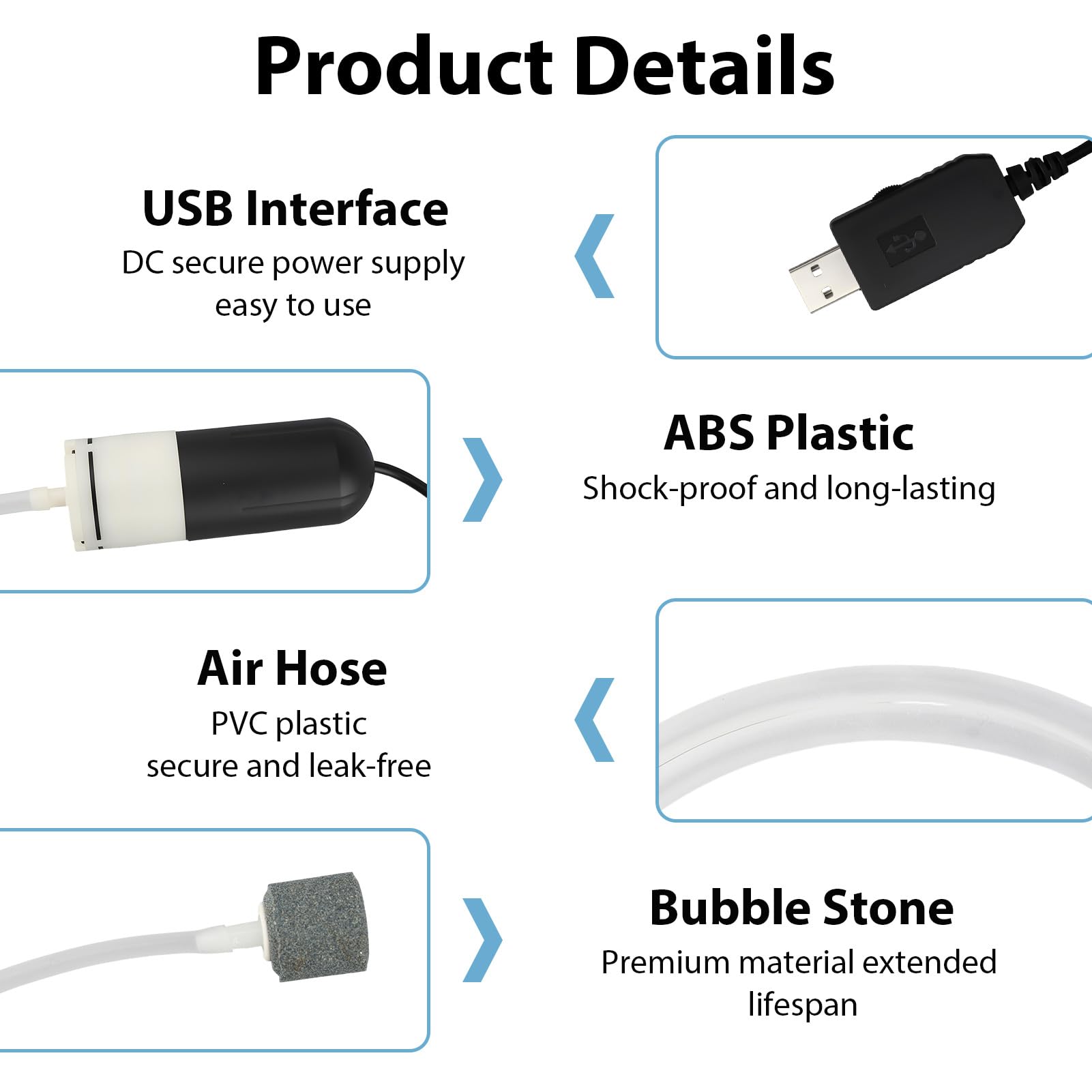 Mini Pompe à Air Aquarium USB pour Pierre à Bulles Bulleur Oxygène Portable Silencieuse et Économe Pompe Aquarium Faible Consommation pour Petits Aquariums Bocaux à Poisson Facile à Installer