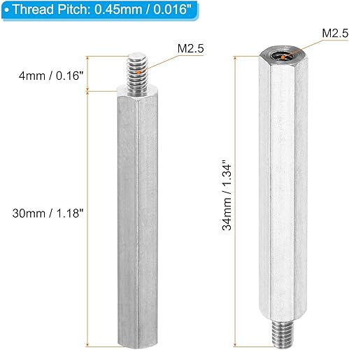 Miniatura 2 de PATIKIL M2.0.197x1.181 in+0.157 in Macho-Hembra Hex Standoff, paquete de 20 tornillos de separación de PCB de acero inoxidable para placas base,