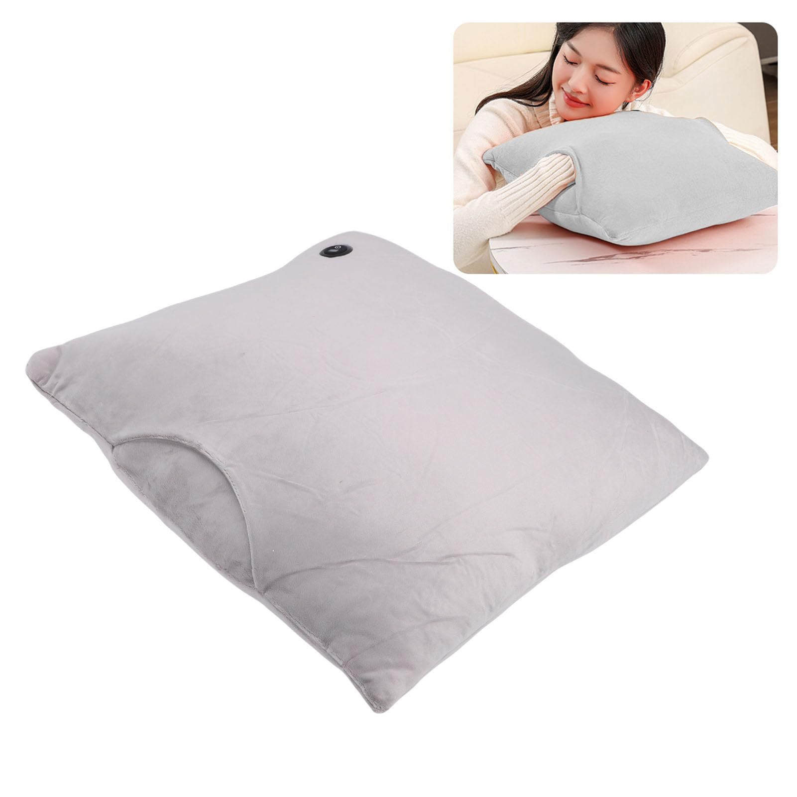 Almohada Calefactable Calentamiento Rápido Eléctrico Protector contra Sobrecalentamiento Calentamiento Lumbar y de Cuello Algodón 7D 17.72x17.72 Pulgadas (Gris)