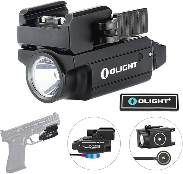 OLIGHT PL-Mini 2 Valkyrie Rechargeable Handgun Weaponlight 600 Lumens Ultra-Compact LED Pistol Torch Light Lightweight Carry Small Flashlight for Law Enforcement, Tactical GL Rail and Taurus (Black)