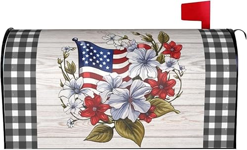 Miniatura 68 de Divertido gnomo de verano para conducir coche y girasol, cubierta magnética para buzón, patrón a cuadros, para decoración del hogar, jardín, 21 x 18