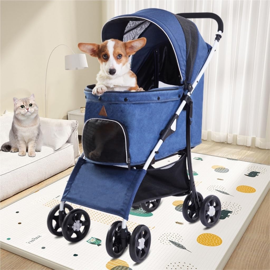 Pet Strollers Cat Transportation Pet Stroller Lightweight Foldable Small and Medium-Sized Dog Stroller Dog Walking Cart Pet Stroller Medium