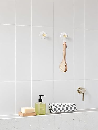 Miniatura 5 de Paquete de 4 ganchos adhesivos de cristal para toallas de baño, ganchos de pared blancos para colgar batas, abrigos, cocina, decorativos de aleación