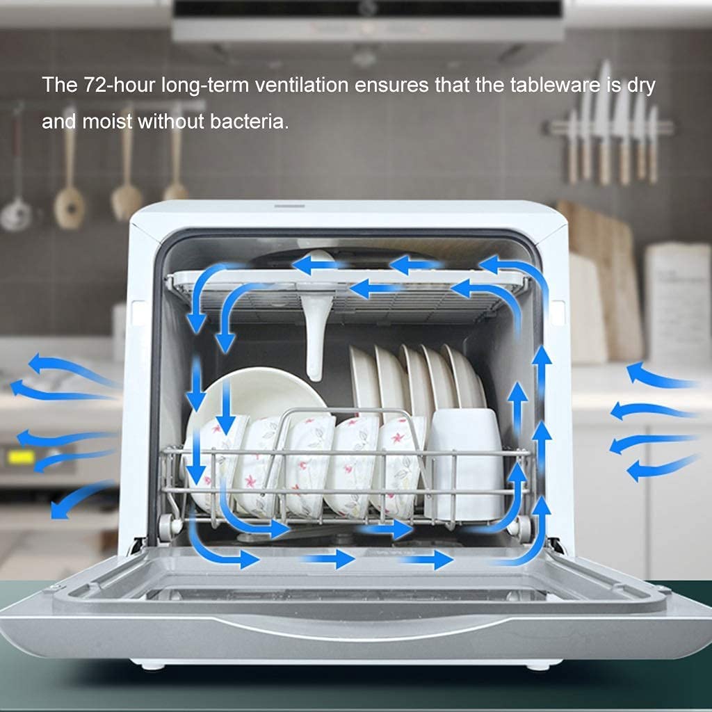 Sterilisatoren Geschirrspüler Tischplatte Geschirrspüler Tischplatte Desinfektionsschrank Ohne Installation Kleiner Haushalt Geschirrspüler 5L Wassertank (Farbe: Weiß, Größe: 42,8 * 42,5 * 46,8 cm)