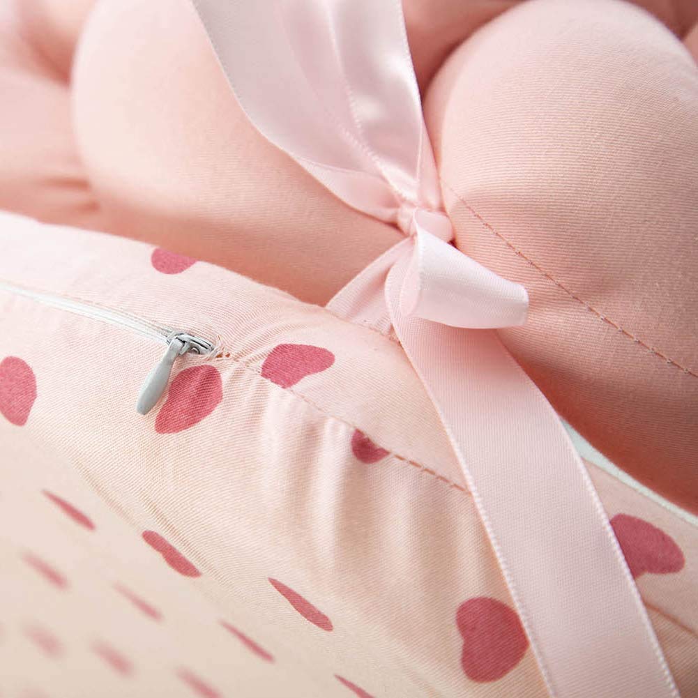 Réducteur de Lit Bébé Nouveau Né Nourrisson Pod Cocoon Coton Respirant Multifonctions Portable Bébé Nid Lit Lits de Voyage 90×50cm (Pink)
