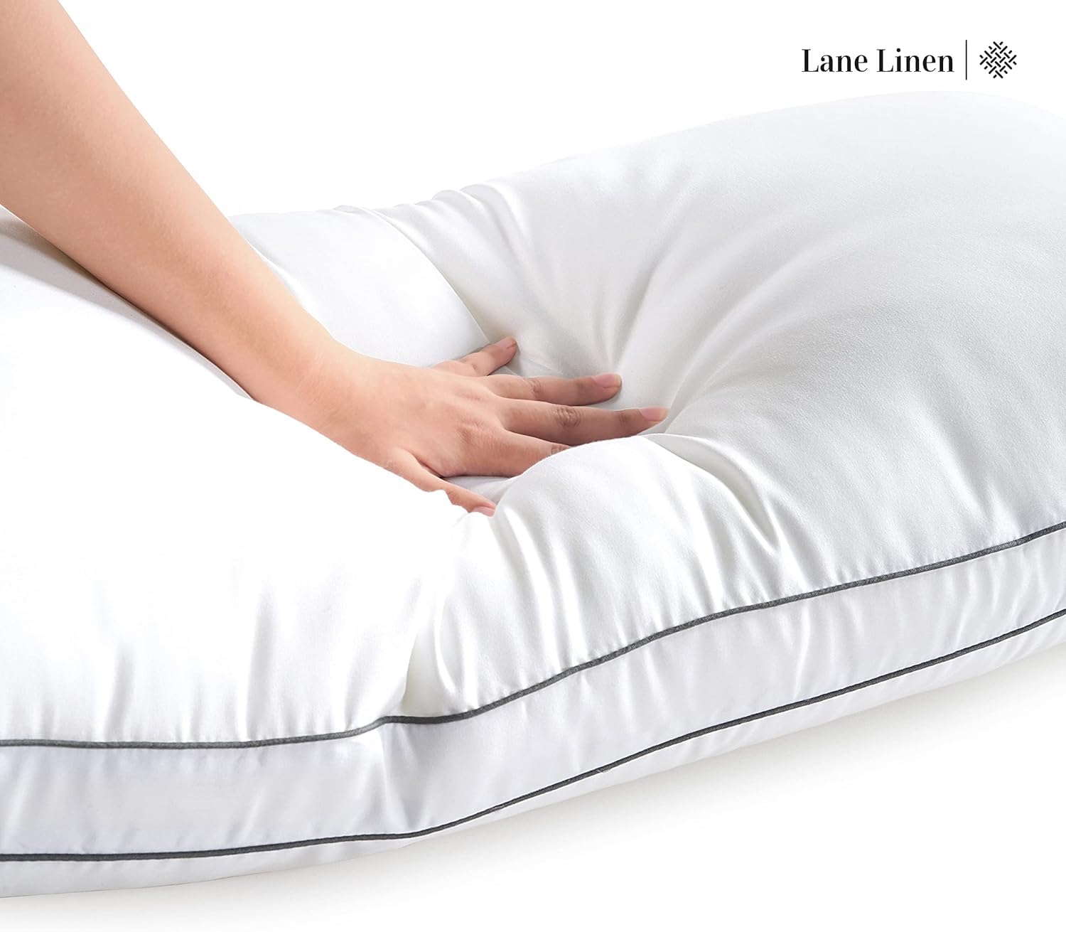 LANE LINEN Cuscini 2 Pack – Supporto medio confortevole letto in fibra cava per dormienti frontali, posteriori e laterali, lavabile in lavatrice, ipoallergenico di dimensioni standard, bianco
