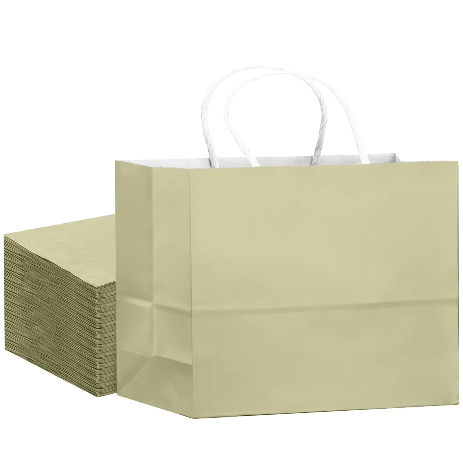 Gcardist 24PCS Large Gift Bag with Handles Bulk 13"x4.5"x10" Paper Gift Bags Eggshell Green Bags Multiple Uses (32x11x25cm,Wide Large)