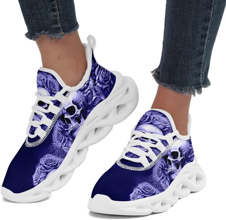 Fashion Skull Running Shoes for Men Women Edgy Elegance Sneakers Gothic Light Weight Mesh EVA Walking Tennis Sports Shoes