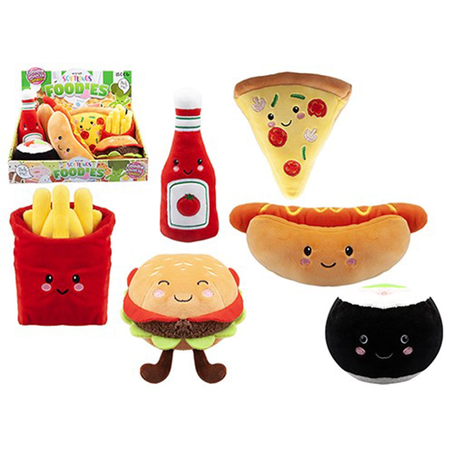 Assorted Designs Plush Fast Foodies - 16 cm - Adorable & Colorful Plush Toy - Perfect for Kids & Food Lovers - 1 Pc.
