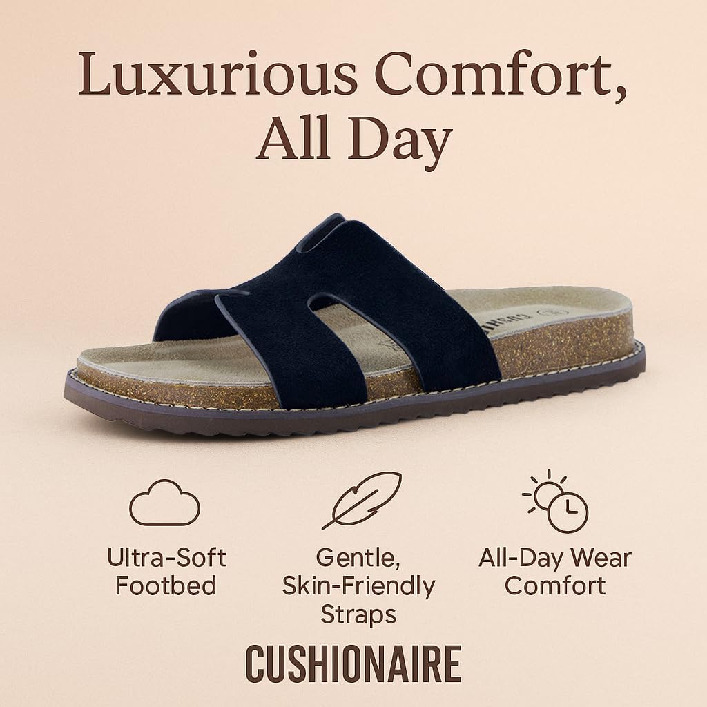 CUSHIONAIRE Women's Wisdom Cutout Leather Slide Sandals - Image 6