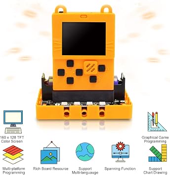 KittenBot Meowbit Card-Sized Retro Game Computer Codable Console for Microsoft Makecode Arcade & Python Video Game Compatible Micro:bit Expansion Board for Robot Building with Battery
