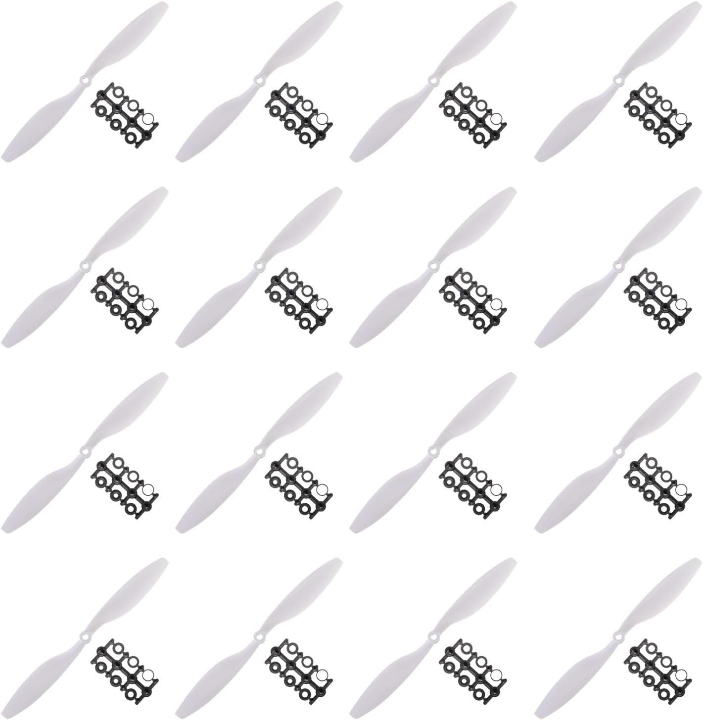 sourcing map 1045 Propellers CW CCW 10x4.5 Prop 2-Vane Fixed-Wing White Replacement Props with Adapter Rings for Quadrotor RC Airplane, Pack of 16