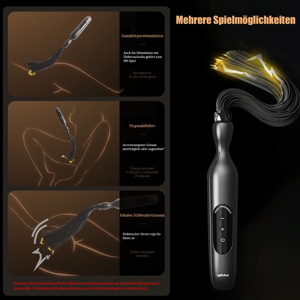 Elektroschock-Stab Sexuelle Elektrostimulation Elektropeitsche mit 5 Intensität, SM Foltergerät Massagestab Stimulator E-stim Erotik Sexspielzeug für Männe Frau Paar