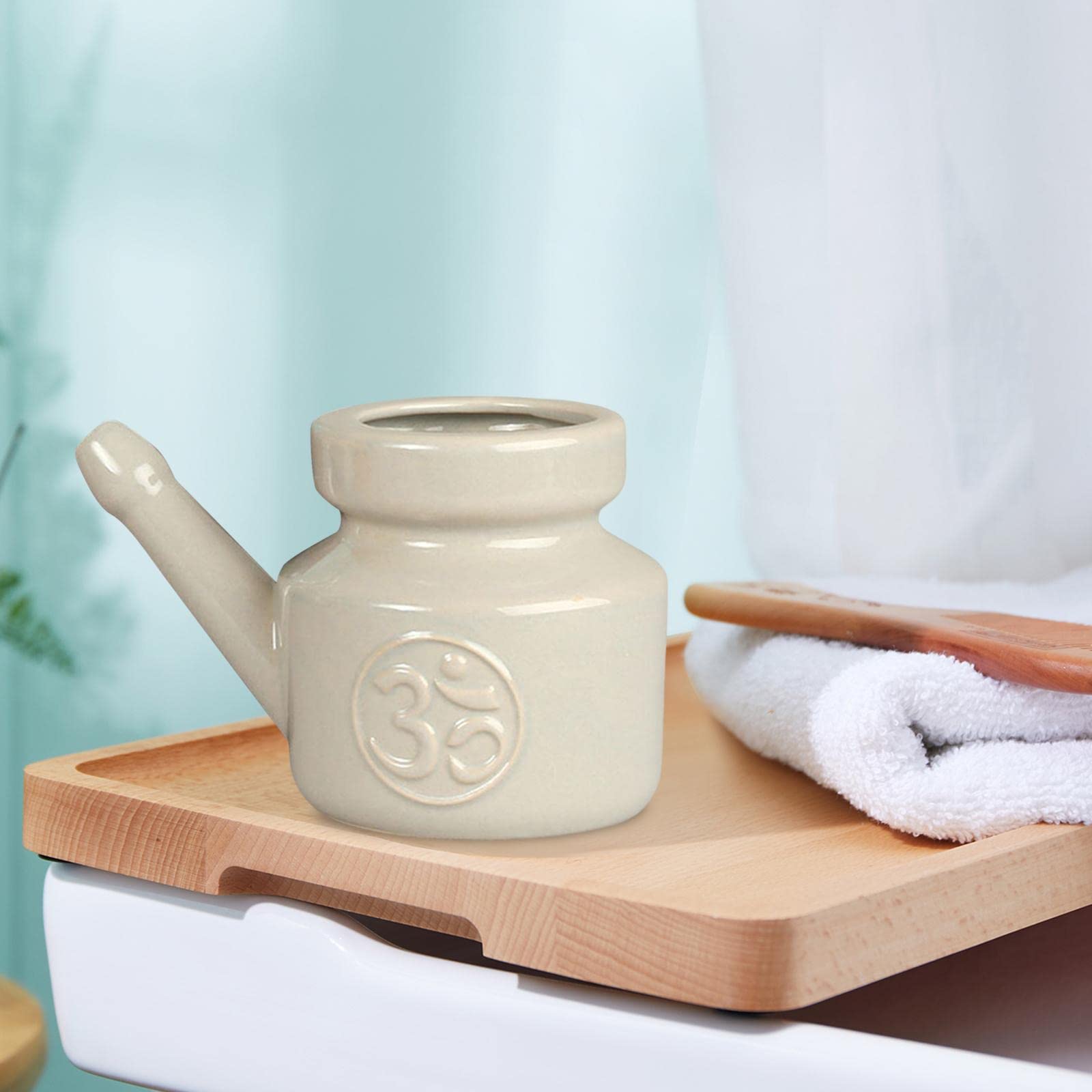 3 Recipientes de Cerámica para Limpieza Nasal para Enjuague Nasal, Irrigación Sinusal Y Lavado de Fosas Nasales. Mango Cómodo. Material Cerámico