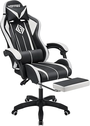Miniatura 5 de HOFFREE Silla de Juegos RGB con Altavoces, Silla de Juego para Computadora con Masaje, Luces LED y Reposapiés, Silla de Juego de Respaldo Alto para