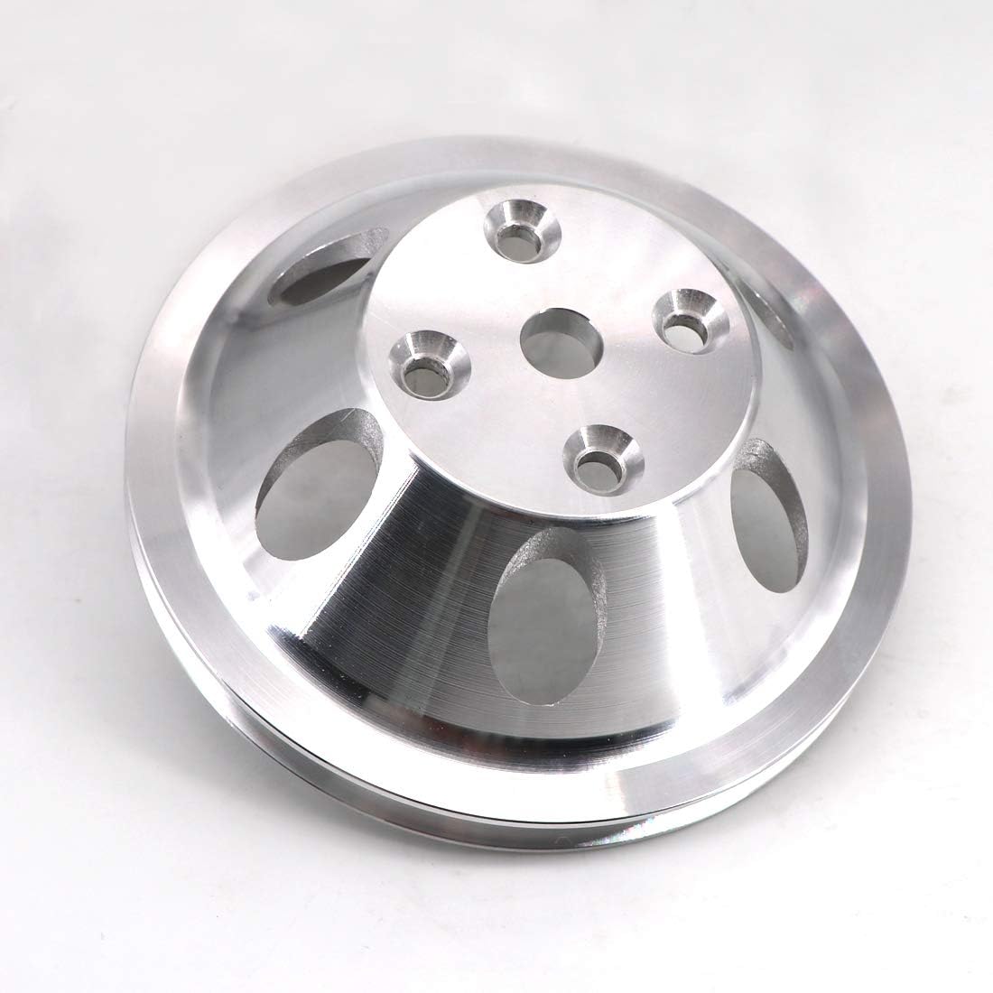 KIPA Aluminium Single groove Water Pump Pulley For SB SBC Small Block Chevy 265 283 305 327 350 383 400 with a long water pump Satin Aluminium Finish Durable 1-Groove #9842