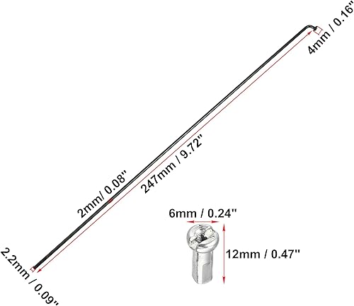 Vista 35 de X AUTOHAUX 40 piezas de bicicleta de acero radios 14G bici radios para la mayoría de bicicletas