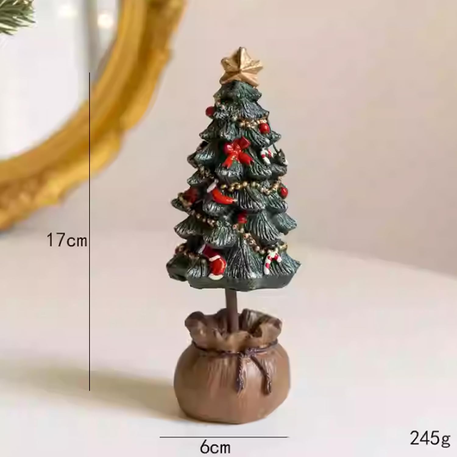 Resin Christmas Tree,Holiday Figurine,Christmas Decoration Mini Christmas Tree,Desktop Ornaments