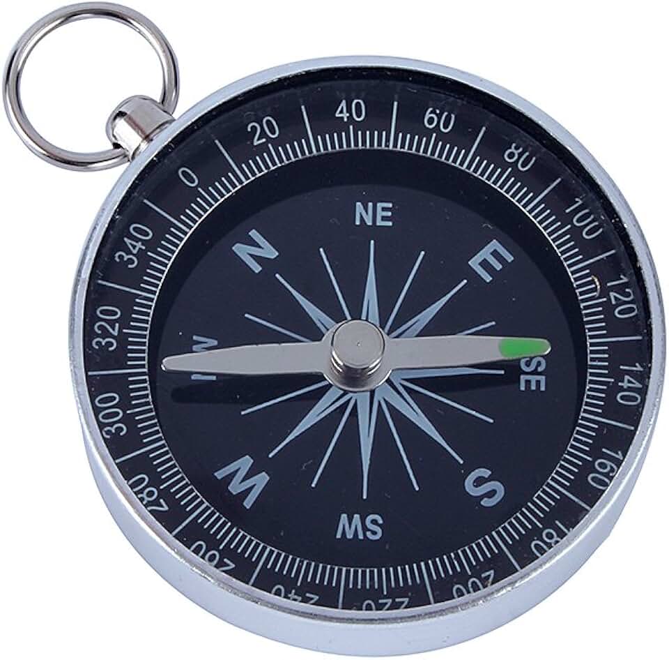 Bússola de Bolso Prata Portátil Prata Bússola de Bolso para Acampamento Ao Ar Livre Caminhadas Navegação Esportiva