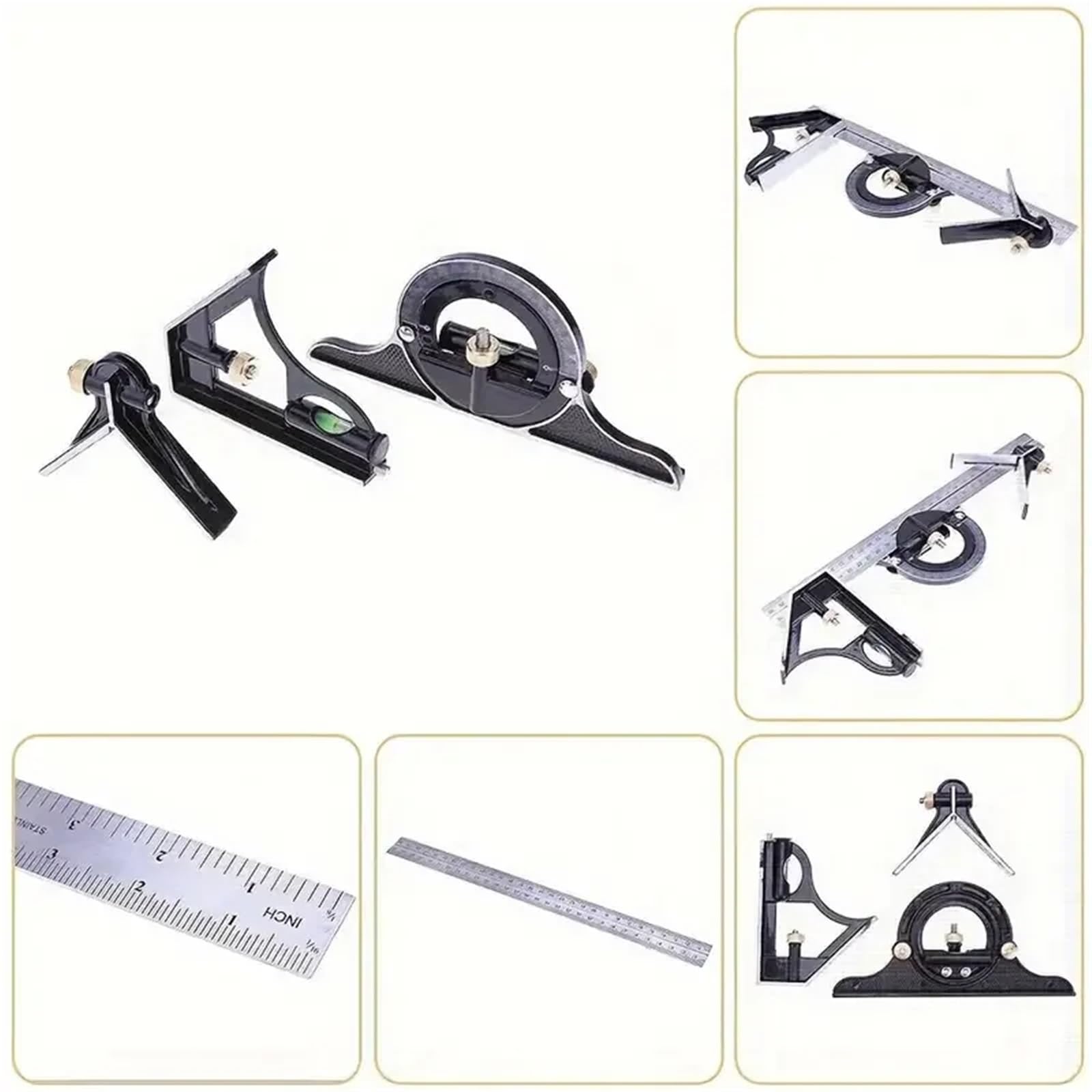 Règle de mesure réglable 3 en 1, 300mm, combinaison multiple, détecteur d'angle carré, outils de rapporteur 3 In 1 300mm Adjustable Measurement Equerre Menuisier