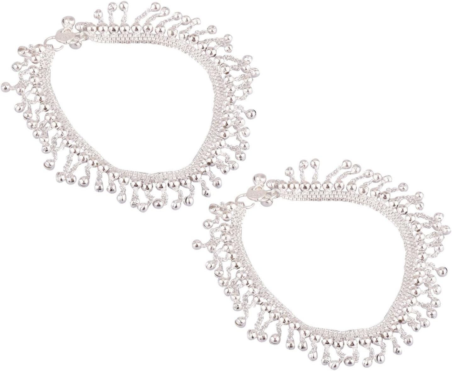 Efulgenz Indian Anklets for Women Ankle Bracelet Pair Dainty Chain Anklets Set for Women with Bell Charms Ankle Jewelry Payal Beach Barefoot Feet Jewelry for Women